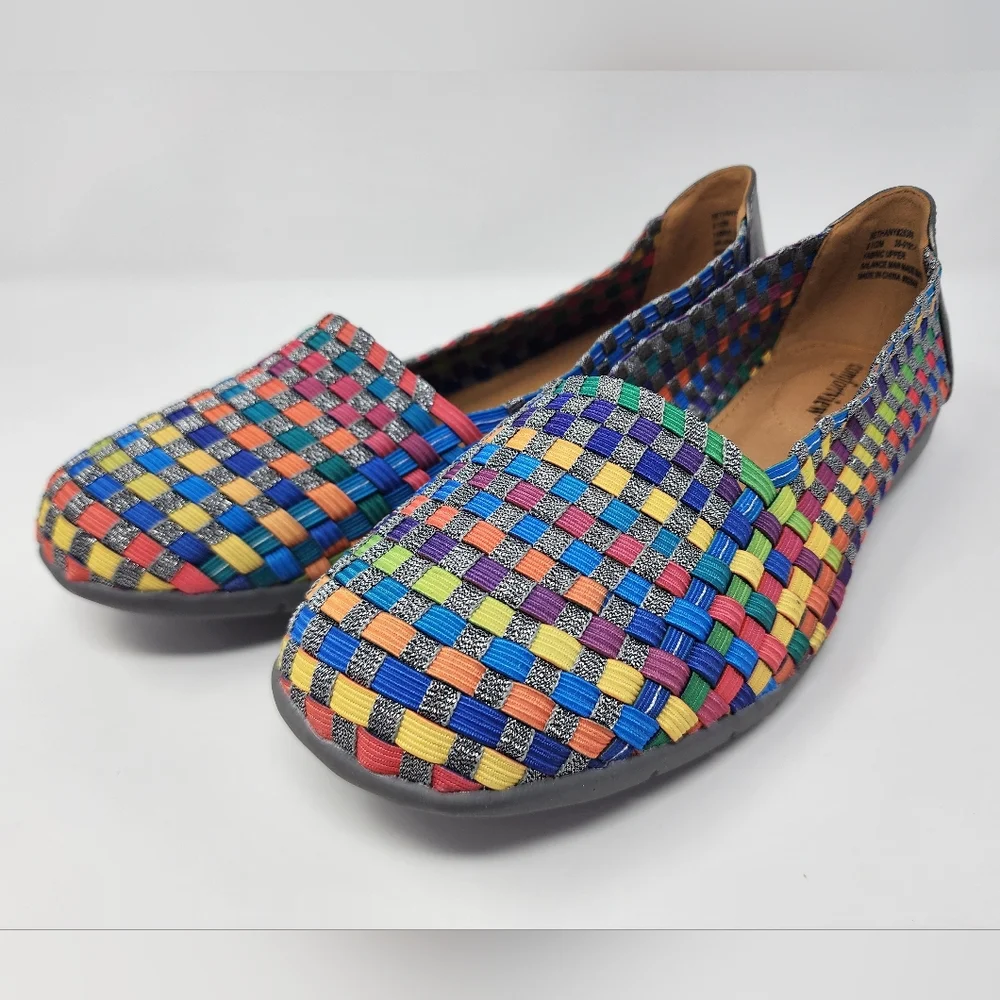 comfortview Multicolor Woven Slip-On Flats
